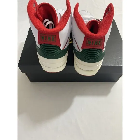 New Youth Size 7Y White Fire Red Air Jordan 2 Retro (GS) Basketball Shoes