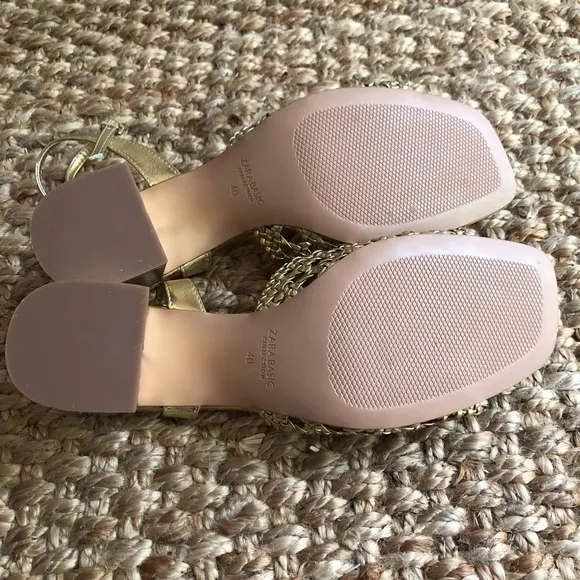 New: Zara Braided Chunky Heel Sandal al a Rouje Paris. Size 40