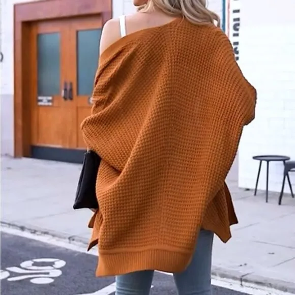 New Black Cozy Batwing Sleeve Knit Open Front Cardigan