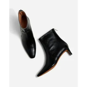New Madewell The Dimes Kitten Heel Black Leather Ankle Boots Sz 9.5 Minimalist