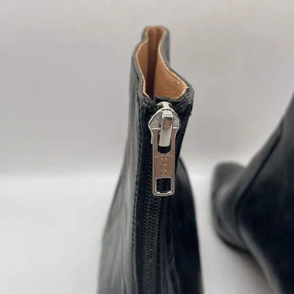New Madewell The Dimes Kitten Heel Black Leather Ankle Boots Sz 9.5 Minimalist