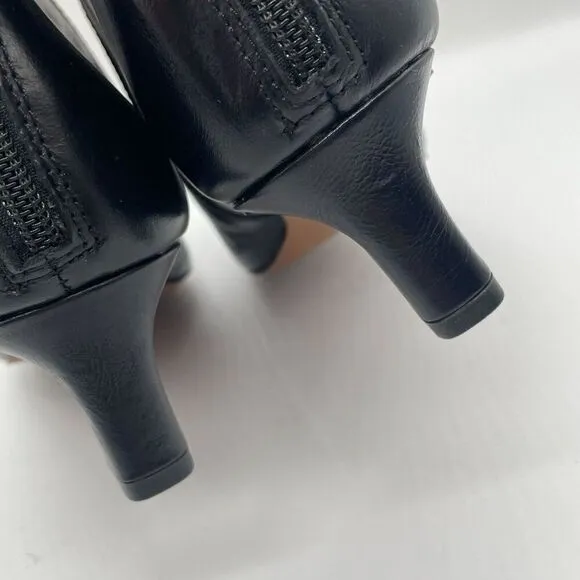 New Madewell The Dimes Kitten Heel Black Leather Ankle Boots Sz 9.5 Minimalist