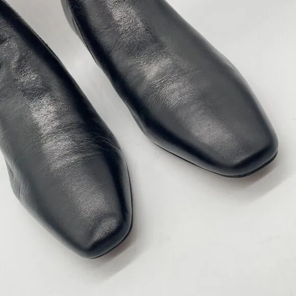 New Madewell The Dimes Kitten Heel Black Leather Ankle Boots Sz 9.5 Minimalist