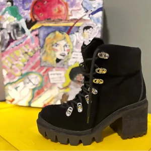 NIB $195 Jeffrey Campbell | Golan | Heeled Boots | Oiled Suede in Black