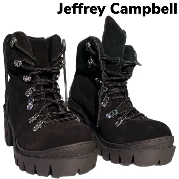 NIB $195 Jeffrey Campbell | Golan | Heeled Boots | Oiled Suede in Black