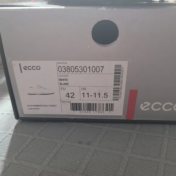 NIB Ecco White Leather Women's Golf Street Low Cut Lace Shoes Size 42 OR 11/11.5