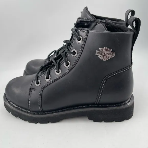 NIB! Harley Davidson Men’s Hannon Black Leather Zipper Motorcycle Boot- Size 8.5