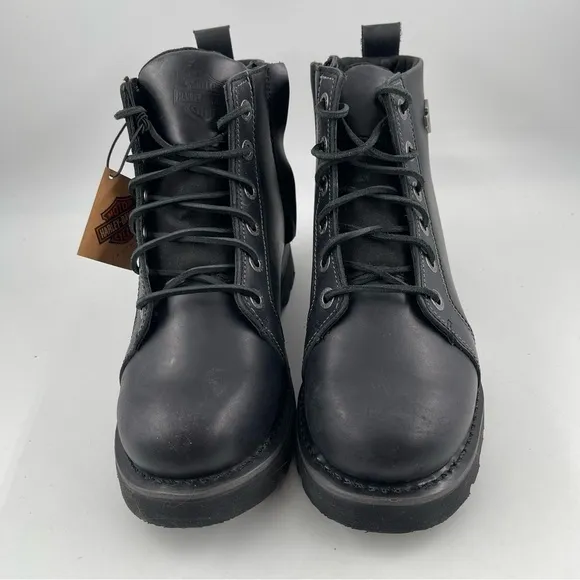 NIB! Harley Davidson Men’s Hannon Black Leather Zipper Motorcycle Boot- Size 8.5