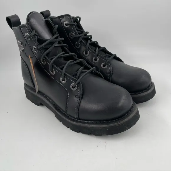 NIB! Harley Davidson Men’s Hannon Black Leather Zipper Motorcycle Boot- Size 8.5