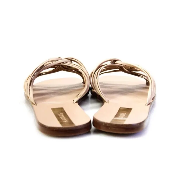 NIB KAANAS Miciela Sandals Beige 5 Strappy Knotted Leather Slide