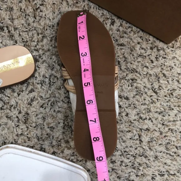 NIB KAANAS Miciela Sandals Beige 5 Strappy Knotted Leather Slide