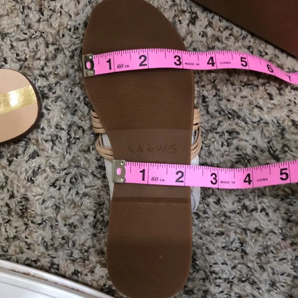 NIB KAANAS Miciela Sandals Beige 5 Strappy Knotted Leather Slide