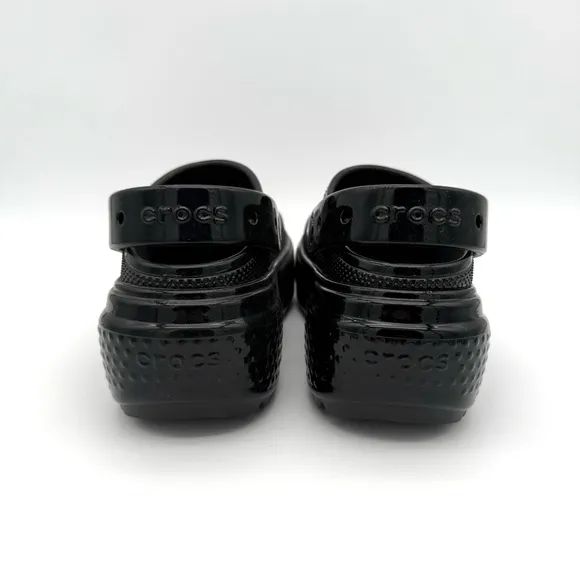 NIB NWT New Crocs CROCS Stomp High Shine Clog Black Women's 8 Men's 6 Shoes