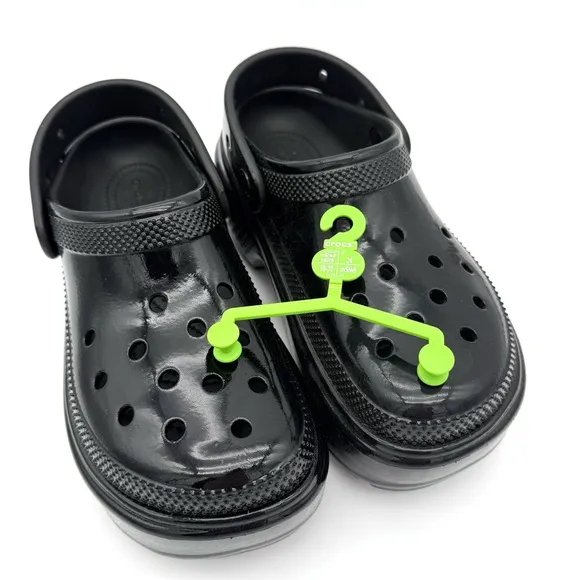 NIB NWT New Crocs CROCS Stomp High Shine Clog Black Women's 8 Men's 6 Shoes