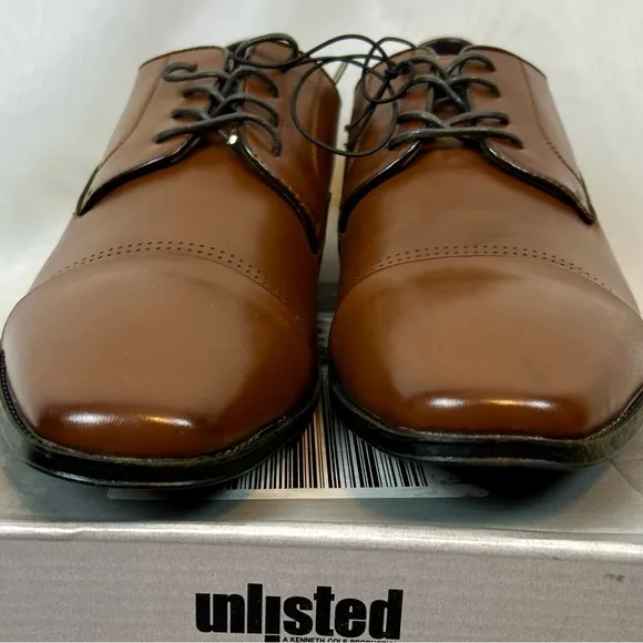NIB Unlisted Men’s Cognac Brown Lace Up Oxford Dress Shoes / Sz 11