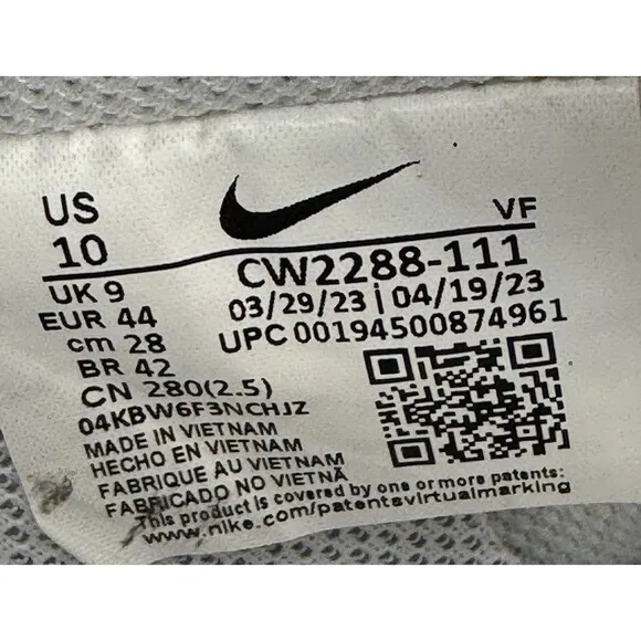 Nike Air Force 1 07 Shoes Mens Size 10 Triple White Basketball Street Sneakers