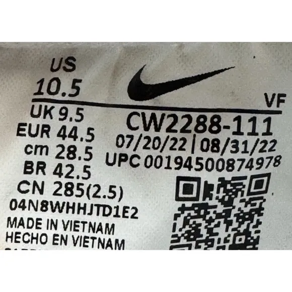Nike Air Force 1 07 Shoes Mens Size 10.5 Triple White Basketball Street Sneakers
