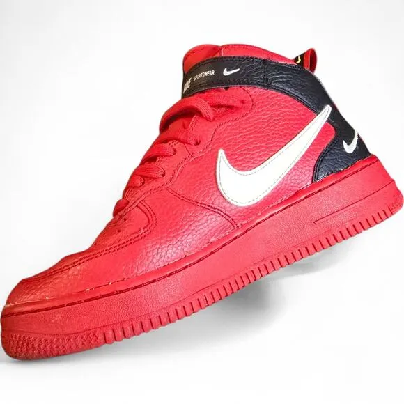 Nike Air Force 1 Mid LV8 (GS) AV3803-600 Kids 6.5Y/Women’s 8 Red Black