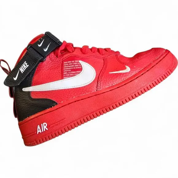Nike Air Force 1 Mid LV8 (GS) AV3803-600 Kids 6.5Y/Women’s 8 Red Black