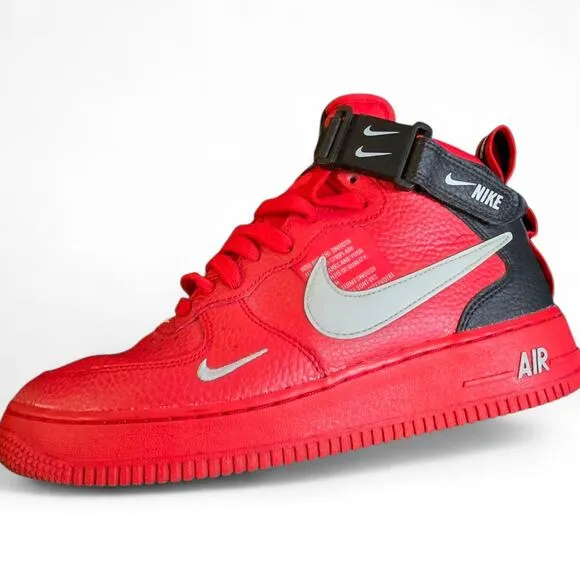 Nike Air Force 1 Mid LV8 (GS) AV3803-600 Kids 6.5Y/Women’s 8 Red Black
