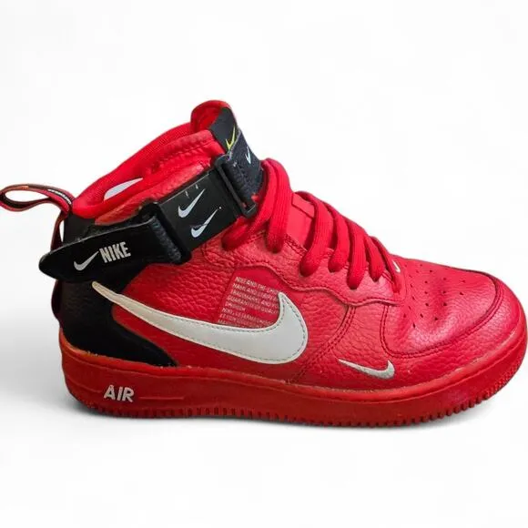 Nike Air Force 1 Mid LV8 (GS) AV3803-600 Kids 6.5Y/Women’s 8 Red Black