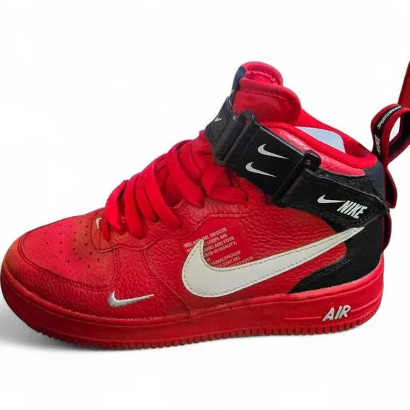 Nike Air Force 1 Mid LV8 (GS) AV3803-600 Kids 6.5Y/Women’s 8 Red Black