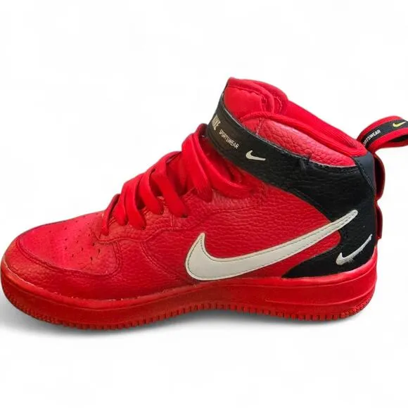 Nike Air Force 1 Mid LV8 (GS) AV3803-600 Kids 6.5Y/Women’s 8 Red Black