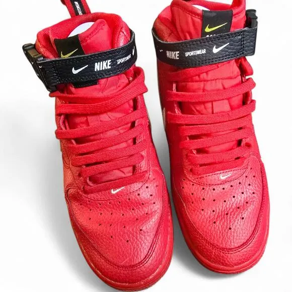 Nike Air Force 1 Mid LV8 (GS) AV3803-600 Kids 6.5Y/Women’s 8 Red Black