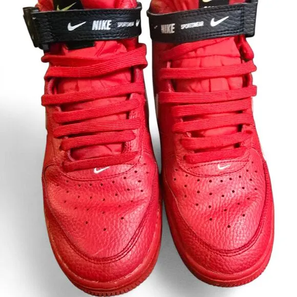 Nike Air Force 1 Mid LV8 (GS) AV3803-600 Kids 6.5Y/Women’s 8 Red Black