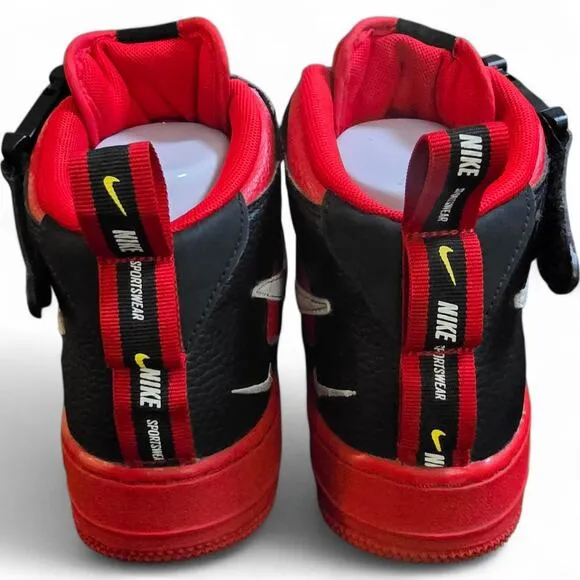 Nike Air Force 1 Mid LV8 (GS) AV3803-600 Kids 6.5Y/Women’s 8 Red Black
