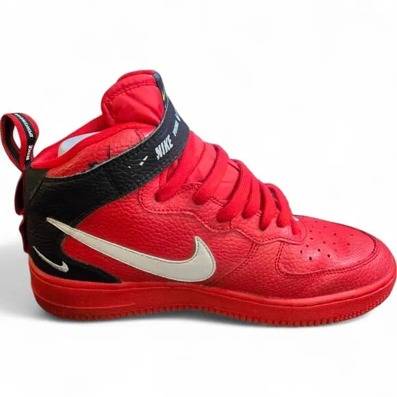 Nike Air Force 1 Mid LV8 (GS) AV3803-600 Kids 6.5Y/Women’s 8 Red Black