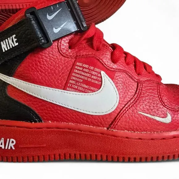 Nike Air Force 1 Mid LV8 (GS) AV3803-600 Kids 6.5Y/Women’s 8 Red Black
