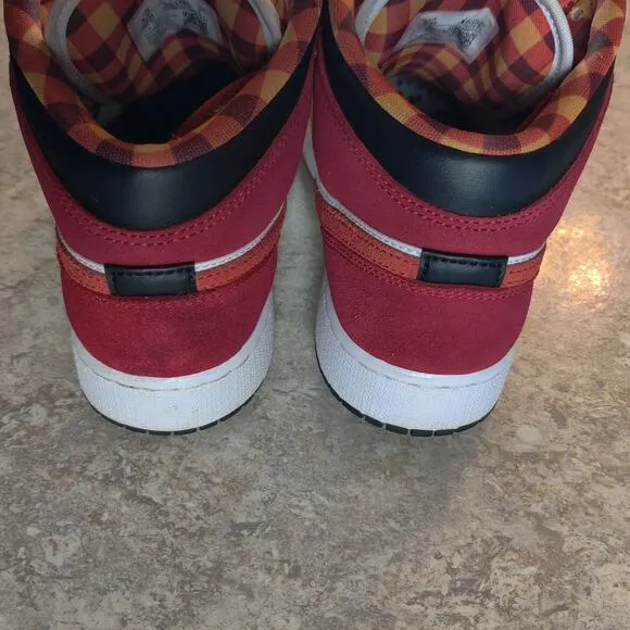 Nike Air Jordan 1 Mid SE GS Picnic Paprika Cinnabar Black DX2460 601 Size 5.5Y