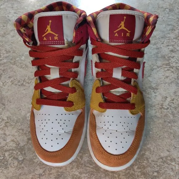 Nike Air Jordan 1 Mid SE GS Picnic Paprika Cinnabar Black DX2460 601 Size 5.5Y