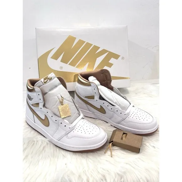Nike Air Jordan 1 Retro High OG Womens 11.5 /Mens 10 Shoes White Gold FD2596-107
