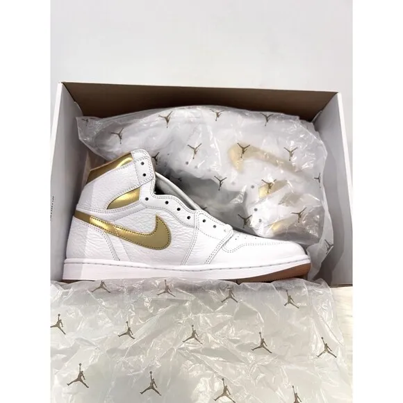 Nike Air Jordan 1 Retro High OG Womens 11.5 /Mens 10 Shoes White Gold FD2596-107