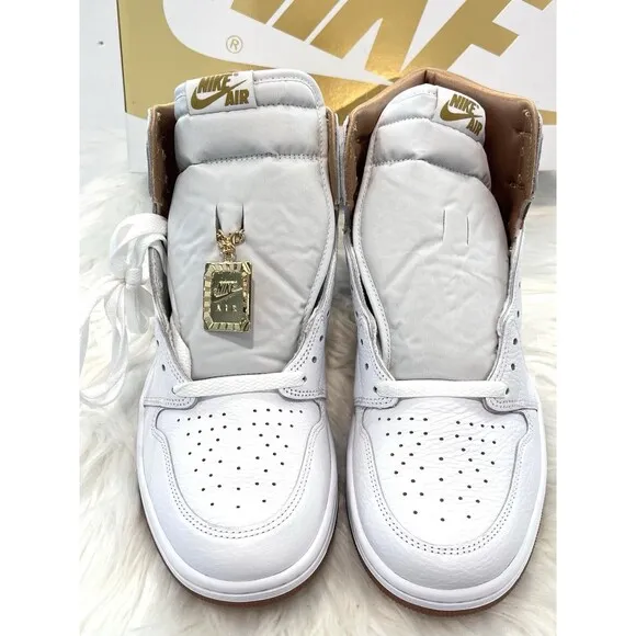 Nike Air Jordan 1 Retro High OG Womens 11.5 /Mens 10 Shoes White Gold FD2596-107