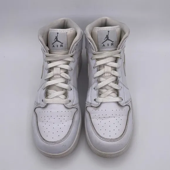 Nike Air Jordan 1 Retro Mid GS 'White Cool Grey' Shoes Sneakers   -   Size:  7Y