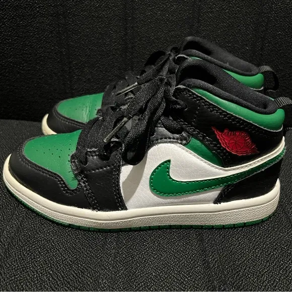Nike Air Jordan 1 Retro Mid Pine Green Black Toddler Shoes Size 12c