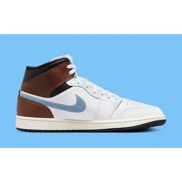 Nike Air Jordan 1 Retro Mid SE Shoe Men Size 10.5 Brown Blue Grey FQ7831-142 NEW