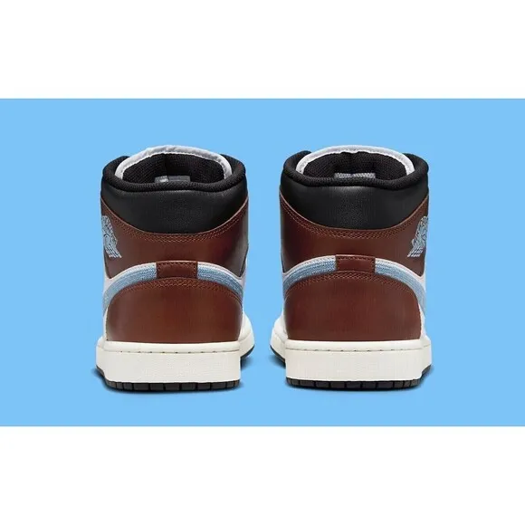 Nike Air Jordan 1 Retro Mid SE Shoe Men Size 10.5 Brown Blue Grey FQ7831-142 NEW