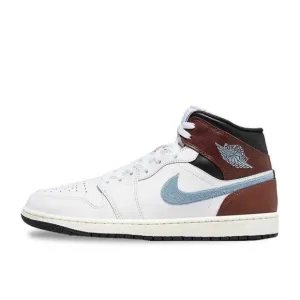 Nike Air Jordan 1 Retro Mid SE Shoe Men Size 10.5 Brown Blue Grey FQ7831-142 NEW