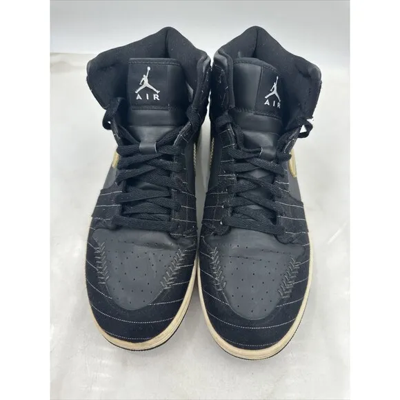 Nike Air Jordan 1 Shoes Mens Sz 11 Retro Barons Away Black Silver 325514-012