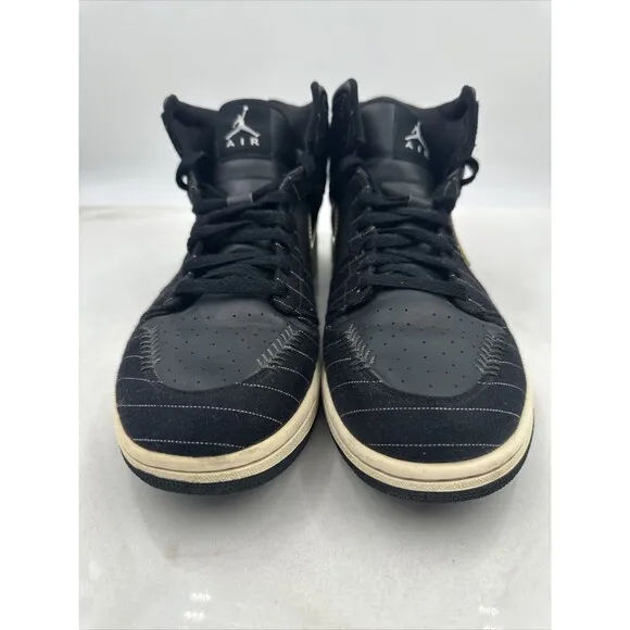 Nike Air Jordan 1 Shoes Mens Sz 11 Retro Barons Away Black Silver 325514-012