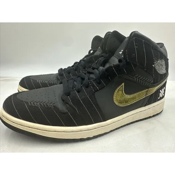 Nike Air Jordan 1 Shoes Mens Sz 11 Retro Barons Away Black Silver 325514-012