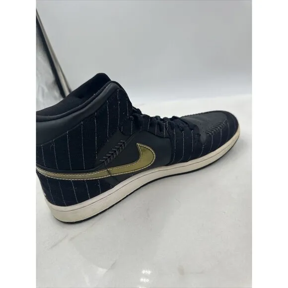 Nike Air Jordan 1 Shoes Mens Sz 11 Retro Barons Away Black Silver 325514-012