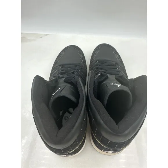 Nike Air Jordan 1 Shoes Mens Sz 11 Retro Barons Away Black Silver 325514-012