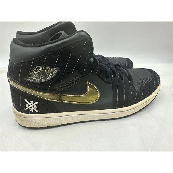 Nike Air Jordan 1 Shoes Mens Sz 11 Retro Barons Away Black Silver 325514-012