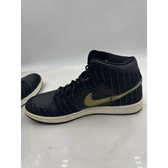 Nike Air Jordan 1 Shoes Mens Sz 11 Retro Barons Away Black Silver 325514-012