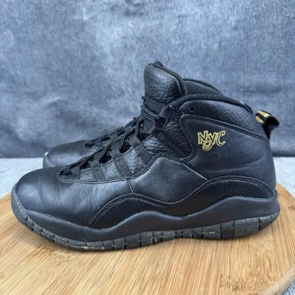 Nike Air Jordan 10 Boys Size 5Y Shoes Black Retro NYC Basketball Sneakers 310806